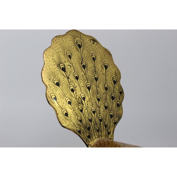 Vintage Lacquer Peacock Box • Hand Painted Kashmiri Papier Mache • Gold Black De - Picture 10 of 15